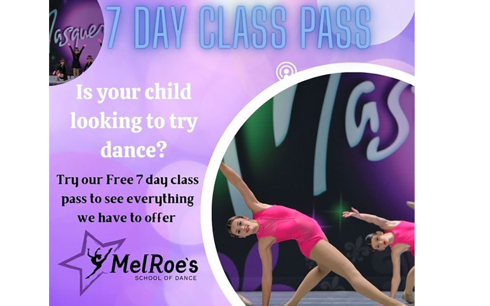 MelRoe's School of Dance in Liberty Missouri will be offering a 7 DAY CLASS PASS for new dancers interested in looking to try dance and for opportunity to see everything we have to offer here at MelRoe's School of Dance.  Please contact us for more information at 816-781-6989!